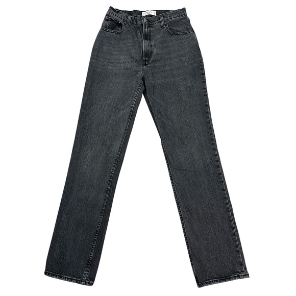 Abercrombie & Fitch Denim - Abercrombie 90s Straight Jeans 4-Long/27L Ultra High-Rise Black Wash Retro Goth
